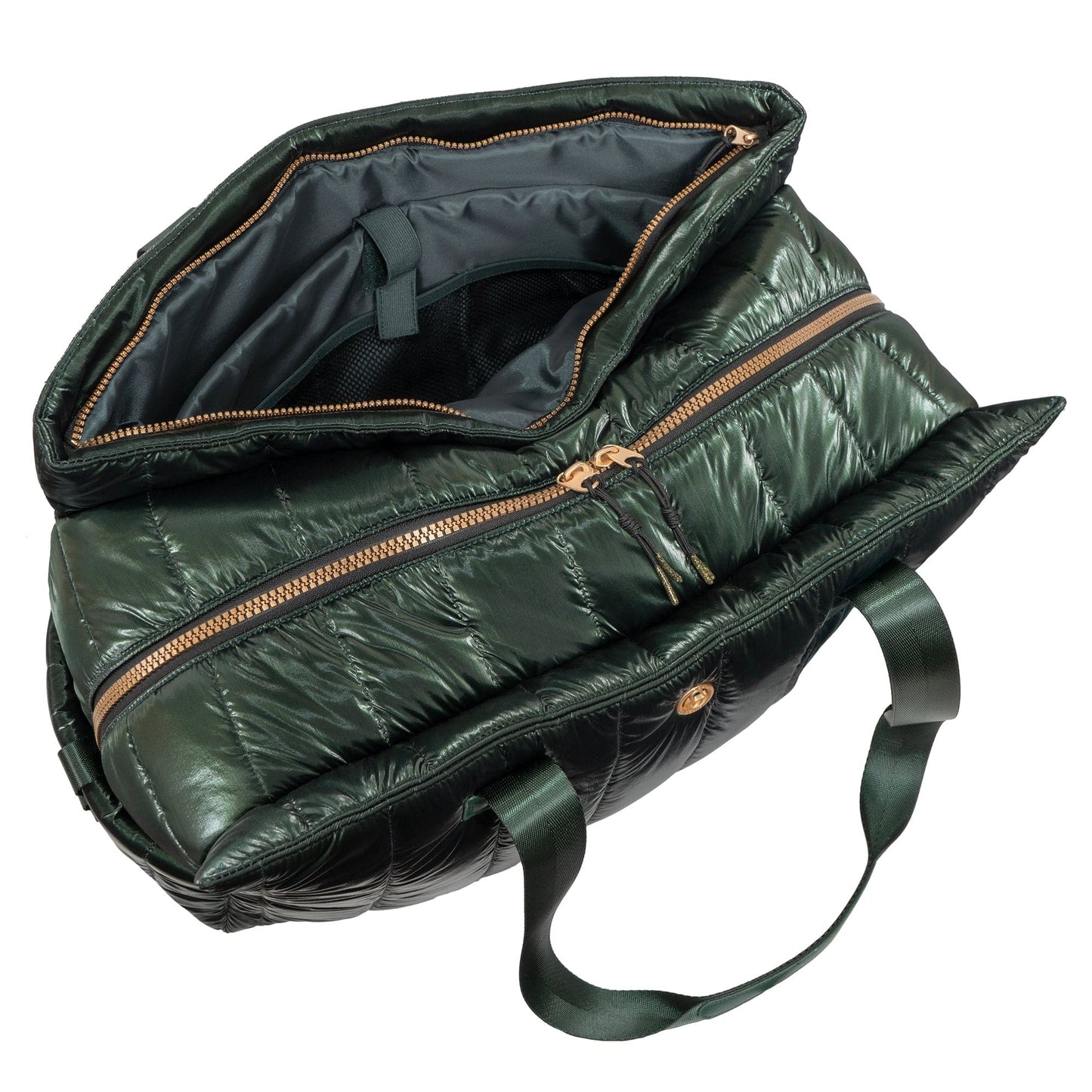 Joan & David Metallic Tubular Quilted Nylon Puffer Tote