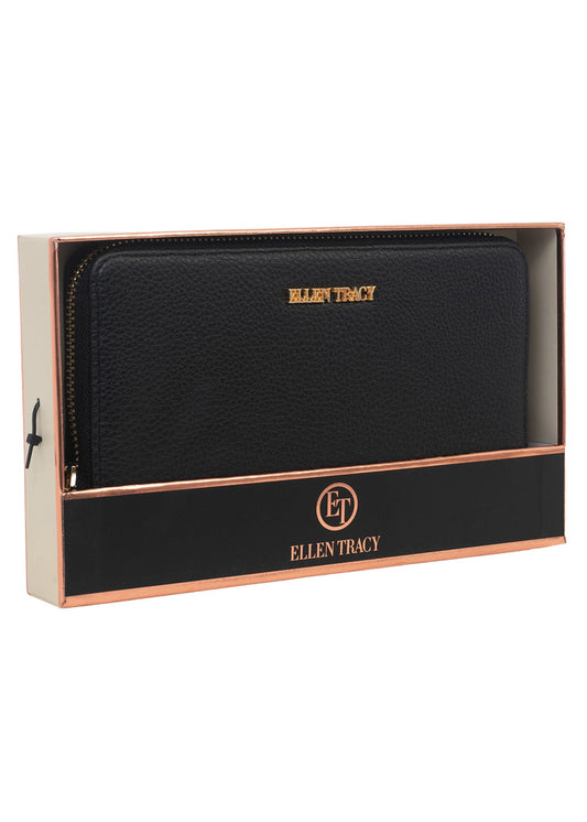 Ellen Tracy Pebble Grain Zip Around Boxed Giftable Wallet