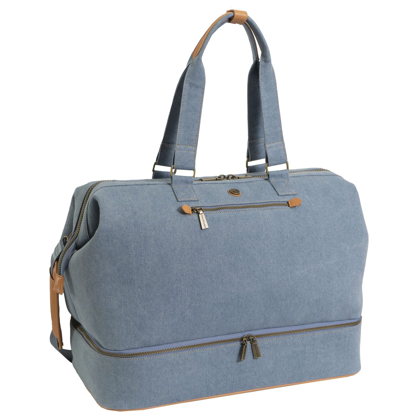 Max Studio The Billie 20 Inch Denim Drop Bottom Weekender Duffel