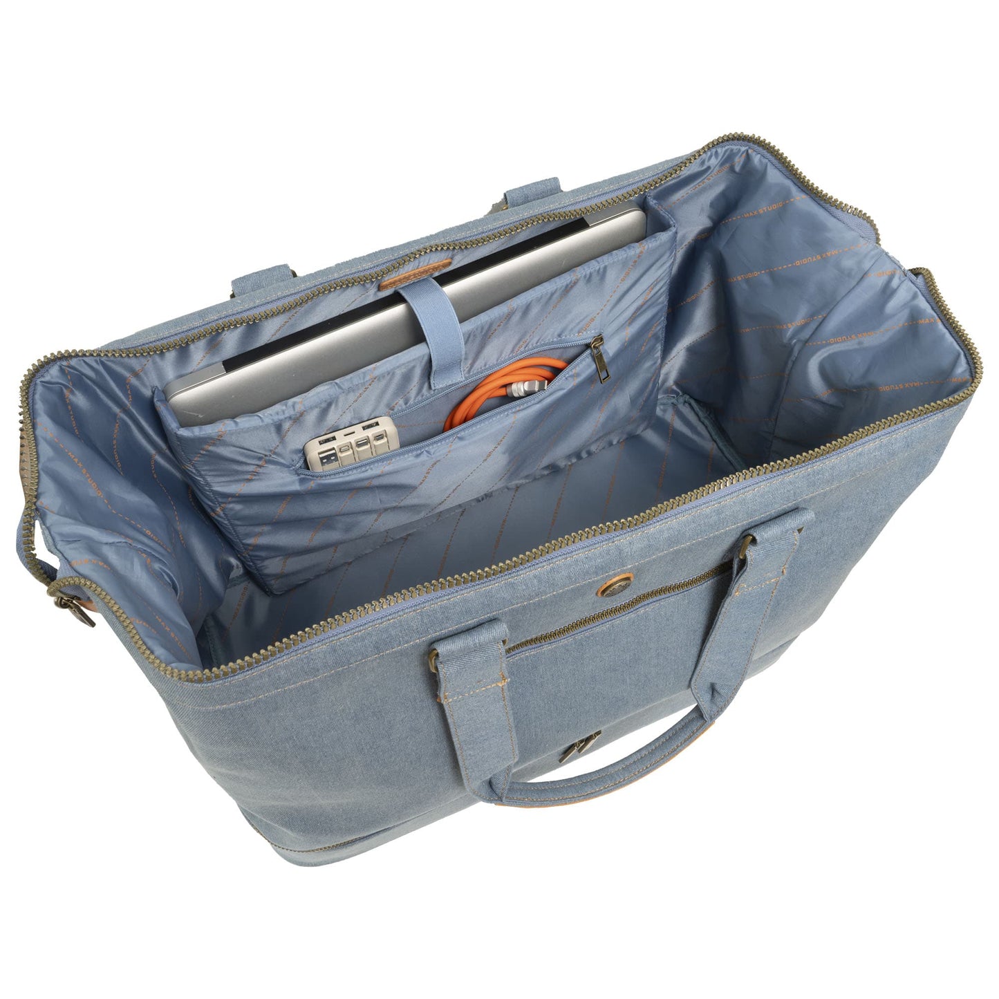 Max Studio The Billie 20 Inch Denim Drop Bottom Weekender Duffel