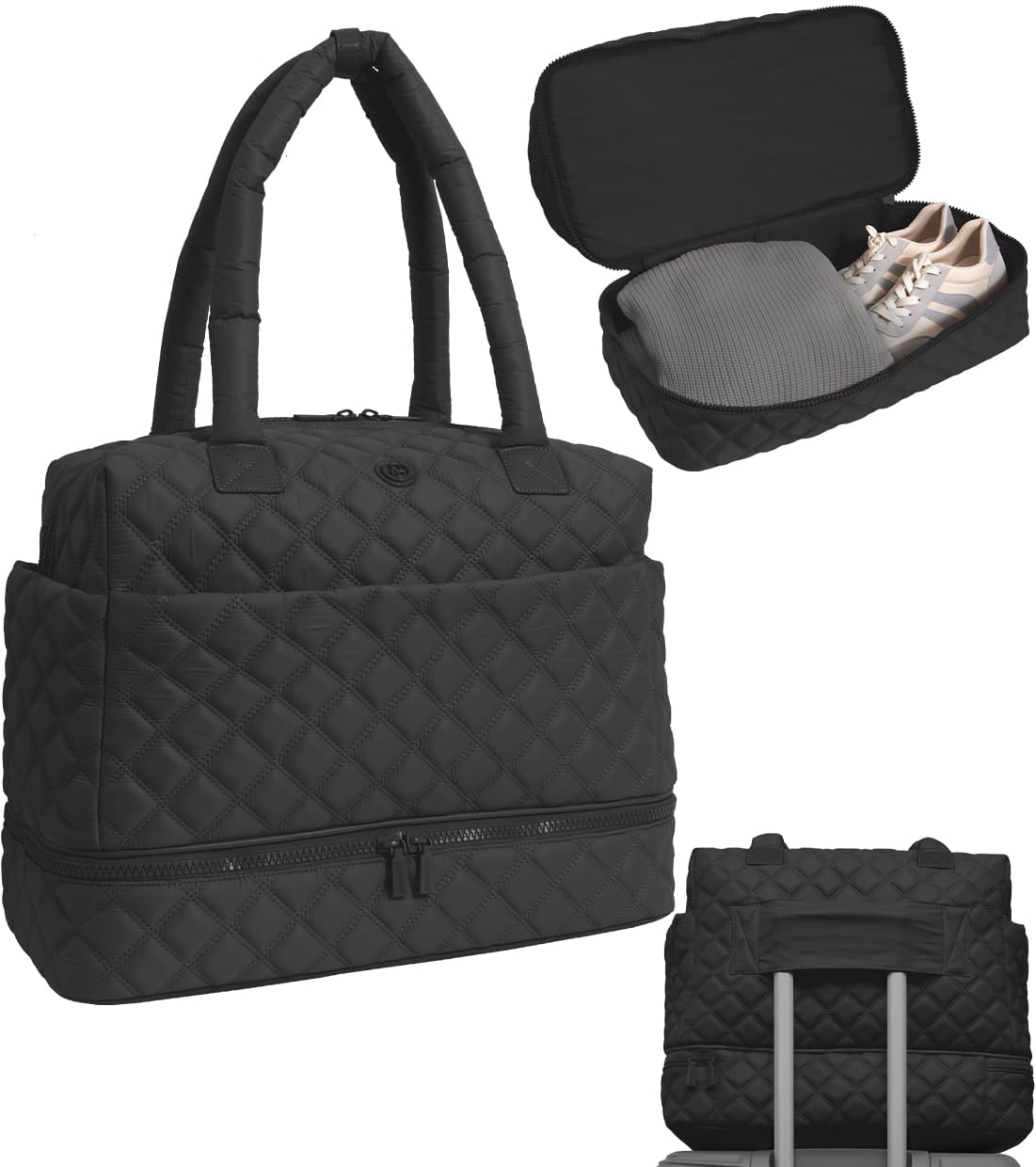 Joan & David The Isabel Quilted Nylon Drop Bottom Duffel Bag